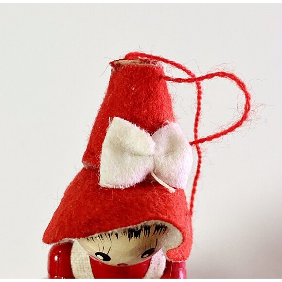 4 - Vintage Wooden Christmas Ornaments Santa Dog House Prairie Girl Mouse - Felt - Picture 8 of 16